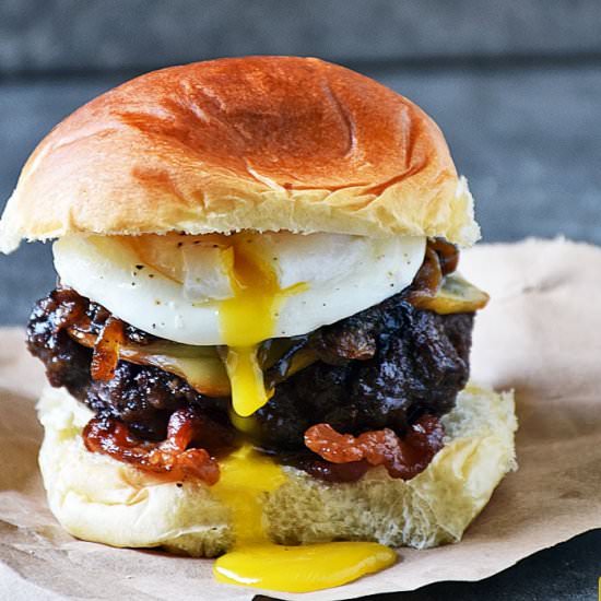 Poached Egg Burger - Recipe photo by SundaySupper