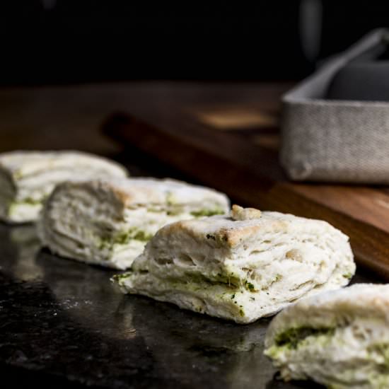 pickle brine pesto biscuits - Recipe photo by Recipe Fiction