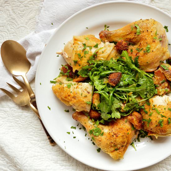 Roast Chicken with Bread Salad - Recipe photo by thisishowicook