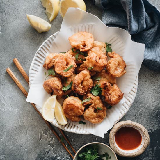 3-Ingredient Fried Shrimp - Recipe photo by omnivorescookbook