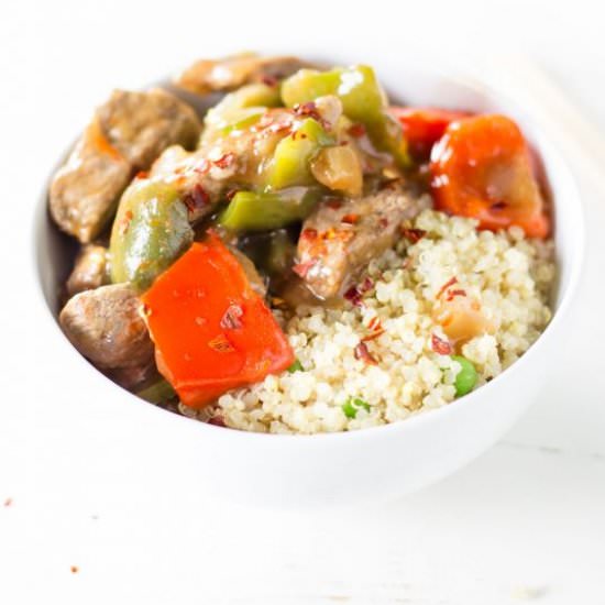 Chinese pepper steak - Recipe photo by veggiebalance