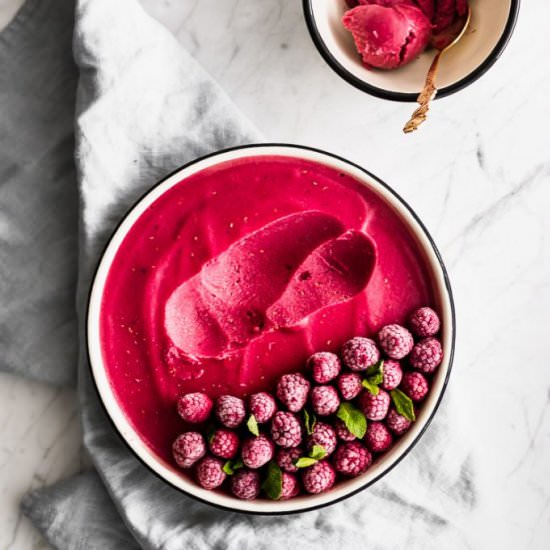 Raspberry Ice Cream - Recipe photo by The Green Creator
