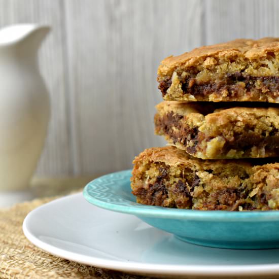 Chocolate Chip Coconut Bars Recipe - Recipe photo by SheSaved