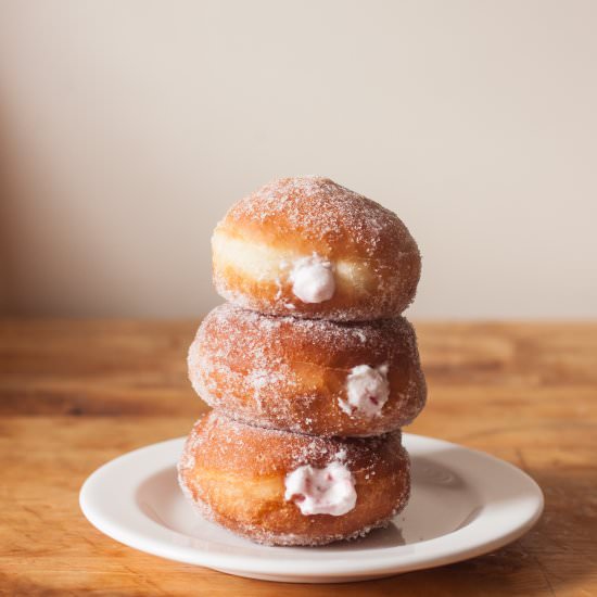 Raspberries & Cream Doughnuts - Recipe photo by DomesticBatchAsh