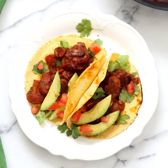 Vegan Barbacoa Mushroom Tacos - Recipe photo by richa