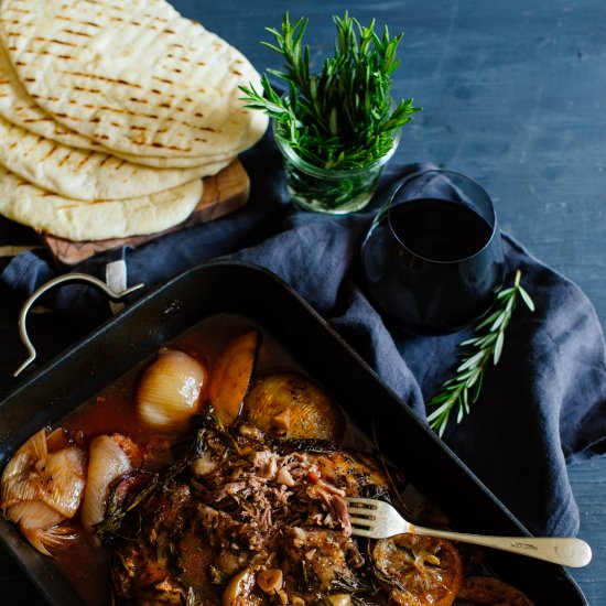 Slow roasted lamb with Cabernet - Recipe photo by Elmarie Berry