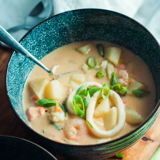 Creamy Seafood Chowder - Recipe photo by MySugarFreeKitchen