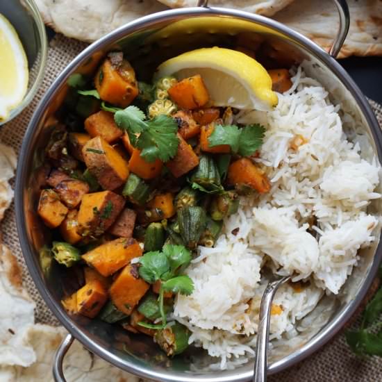 Crispy Sweet Potato and Okra Curry - Recipe photo by Gillian Elizabeth