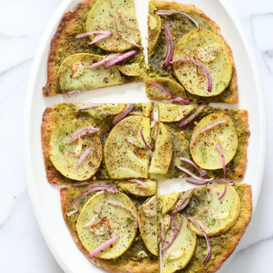 Potato pesto pizza - Recipe photo by richa