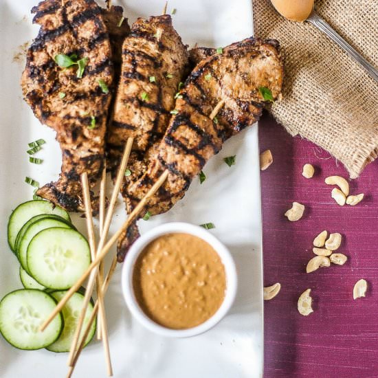 Chicken Satay w/ Spicy Peanut Dip - Recipe photo by everyday eileen