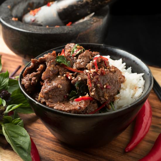 thai basil beef - Recipe photo by glebekitchen