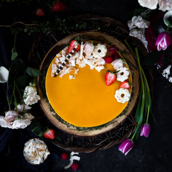 Mango Coconut Bavarian Cream Cake - Recipe photo by deluscious bites