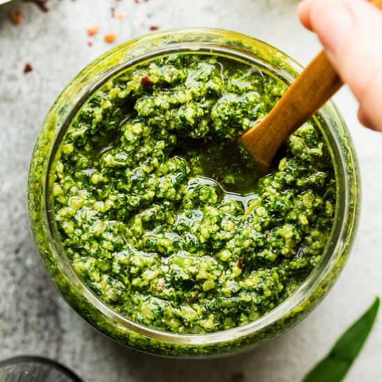 Wild garlic pesto - Recipe photo by lazycatkitchen