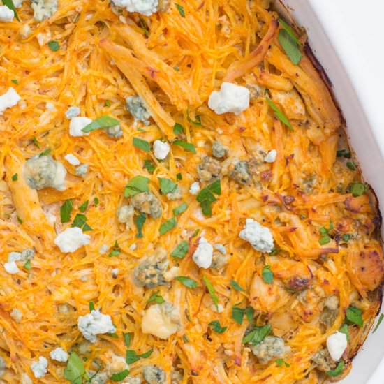 Buffalo Chicken Spaghetti Squash - Recipe photo by thecleaneatingcouple
