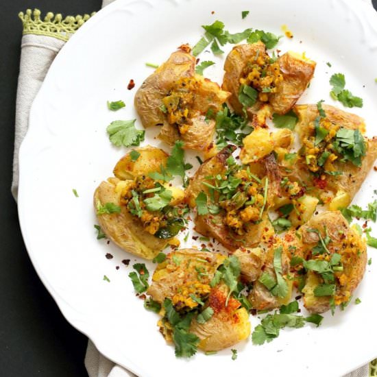 Indian Spiced Smashed Potatoes - Recipe photo by richa