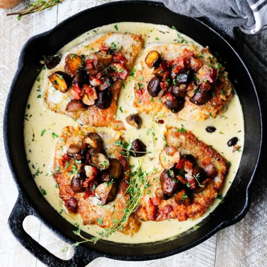Pork Chops in White Wine Cream Sauc - Recipe photo by Eating European