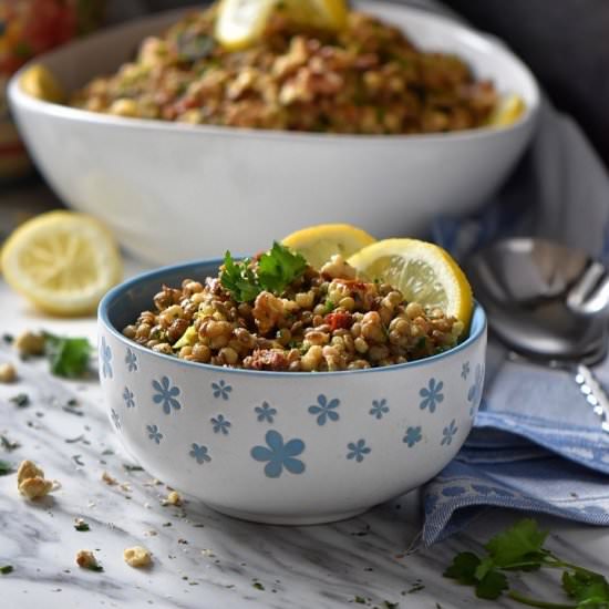 Fregola Salad with Lentils - Recipe photo by shelovesbiscotti