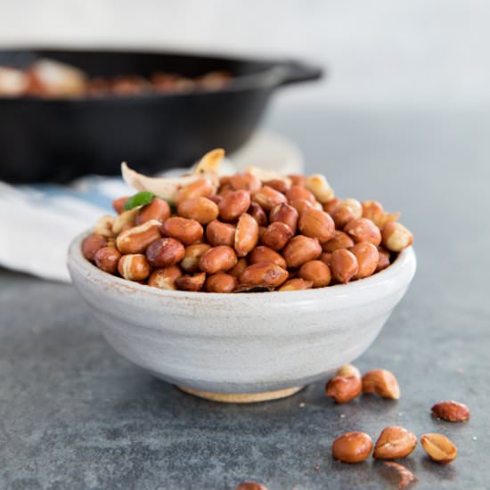 Pan Fried Spicy Garlic Peanuts - Recipe photo by BourbonAndHoney