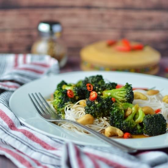 Hoisin Broccoli with Rice Noodles - Recipe photo by TopFoodFacts