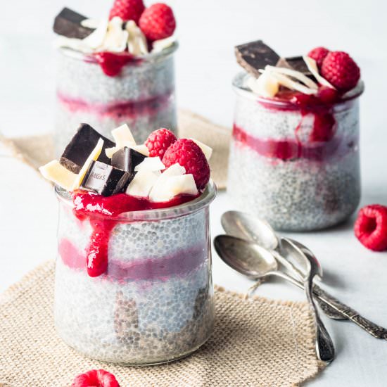 Chia Pudding with Raspberry Jam - Recipe photo by piesandtacos