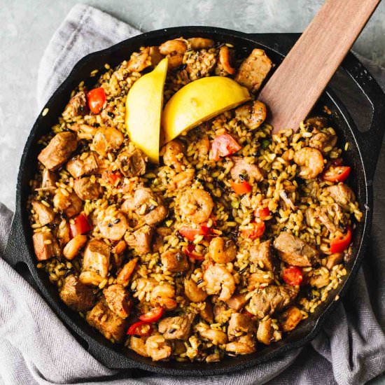 Chicken and Seafood Paella - Recipe photo by Jar Of Lemons