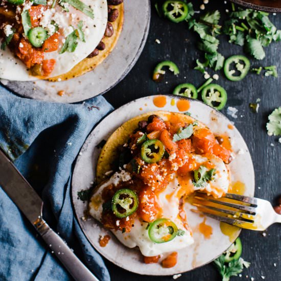 Huevos Rancheros Tostadas - Recipe photo by dadwithapan