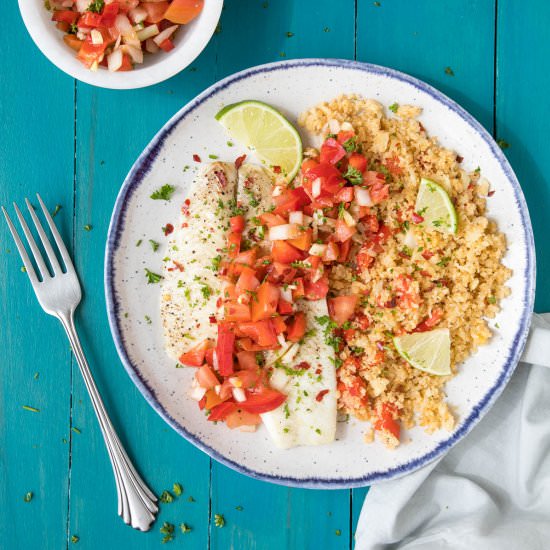 Baked Flounder with Salsa Criolla - Recipe photo by ChiliPepperMadness