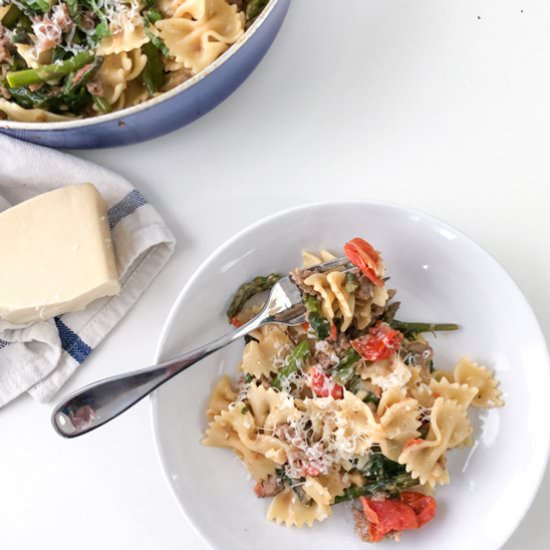 Spicy Sausage Bowtie Pasta - Recipe photo by Fueling a Southern Soul