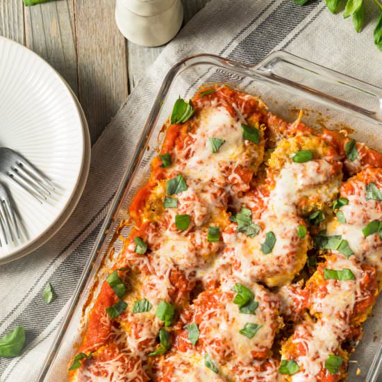 Healthy Eggplant Parmesan - Recipe photo by SlenderKitchen