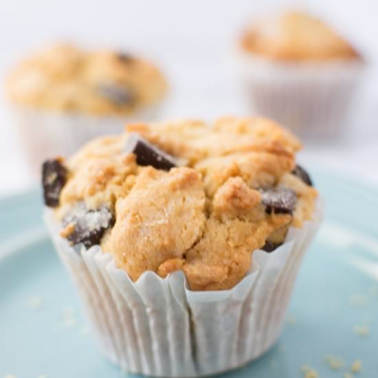 PB Chocolate Chunk Muffins - Recipe photo by Asprinkleandasplash