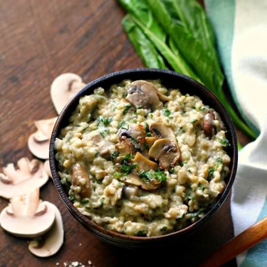 Savou=ry Oats with Mushrooms Spinach - Recipe photo by ruchikrandhap