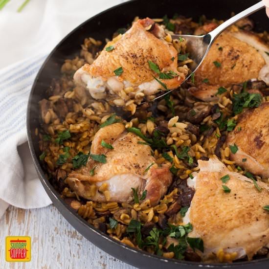 One Pot Chicken Orzo Pasta - Recipe photo by SundaySupper