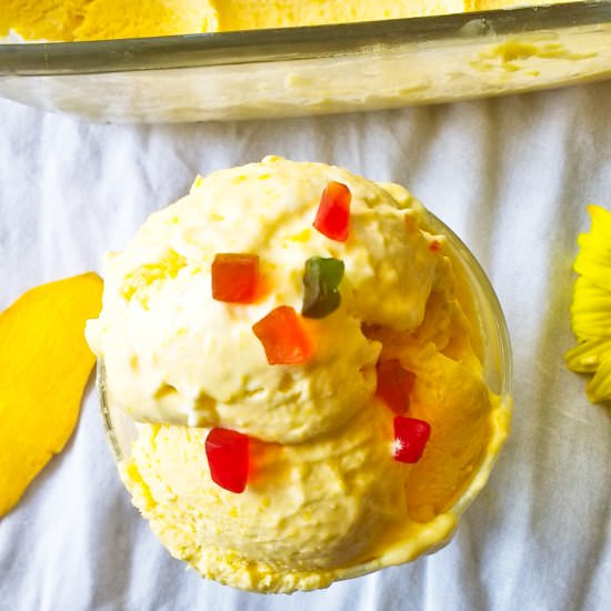 3 Ingredients Mango Ice cream - Recipe photo by Lathiya