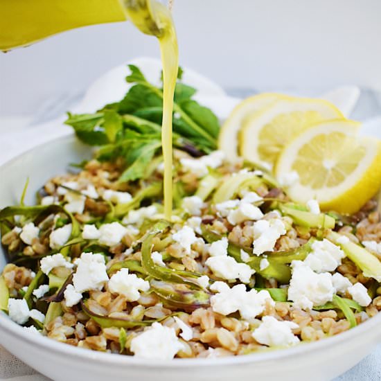 Lemony Shaved Asparagus & Farro - Recipe photo by Sarah Gold Nutrition