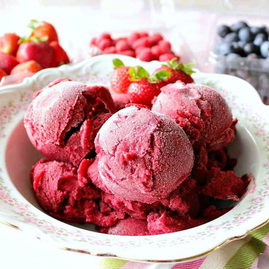 Low Sugar Mixed Berry Sorbet - Recipe photo by Kudos Kitchen by Renee