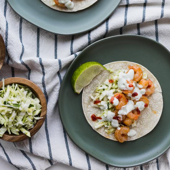 Sriracha Shrimp Tacos - Recipe photo by 3ScoopsofSugar