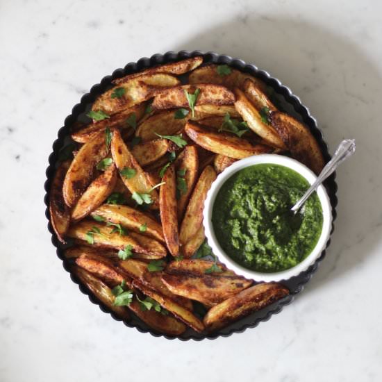 Crispy Potatoes + Zhoug Sauce - Recipe photo by serendipitybysaralynn