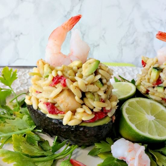 Orzo, Shrimp & Veggie Avocado - Recipe photo by Kudos Kitchen by Renee