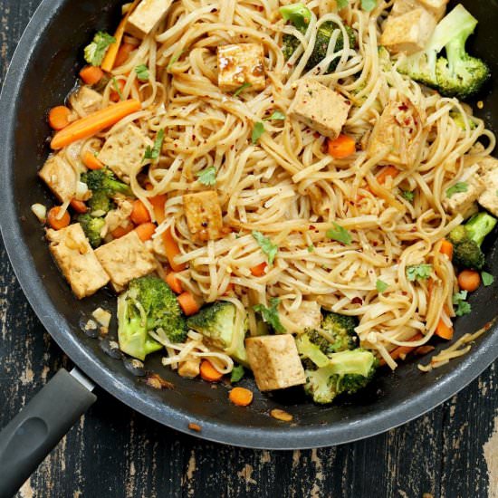 Tofu and Brown Rice Noodles - Recipe photo by richa