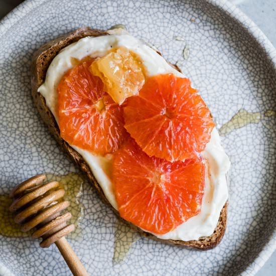 Honey Orange Ricotta Toast - Recipe photo by snixykitchen