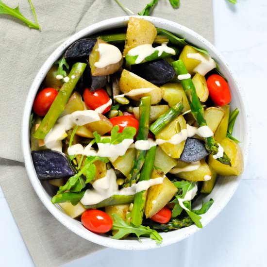 Hearty spring potato salad - Recipe photo by cozypeachkitchen