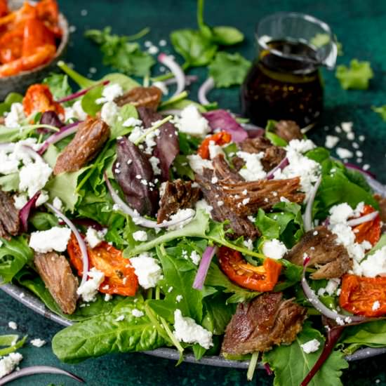 Crispy Lamb Salad - Recipe photo by KitchenSanctuary