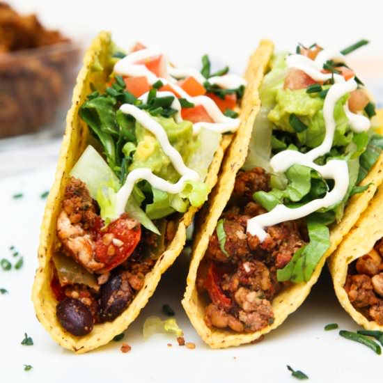 Loaded Black Bean Tofu Tacos - Recipe photo by Vegetarian Gastronomy