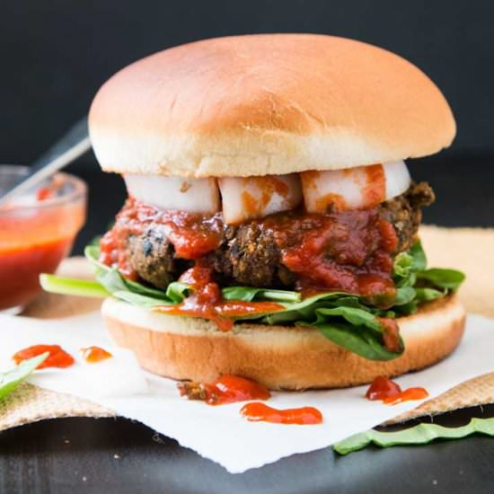 The Ultimate "Meatball" Burger - Recipe photo by Vegetarian Gastronomy