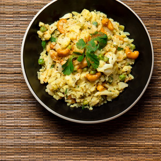 Flattened Rice with Cauliflower - Recipe photo by Blue Cayenne