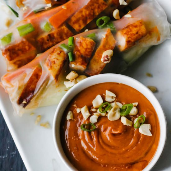 Tofu Spring Rolls w/ Peanut Sauce - Recipe photo by getwellwithem