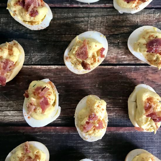 Smoked Deviled Eggs - Recipe photo by Cuts and Crumbles