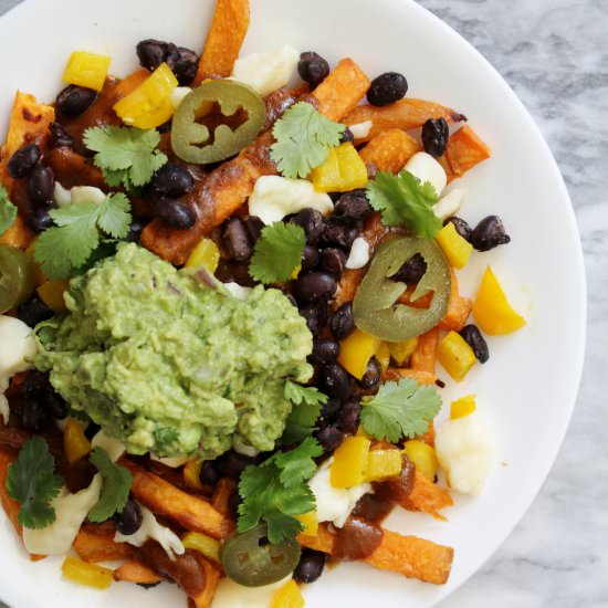 Sweet Potato Nacho Poutine - Recipe photo by zestandsimmer
