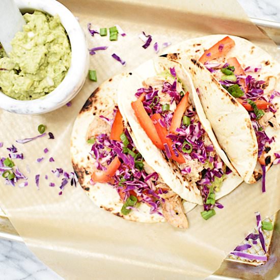 Smoky Chicken Tacos w/ Citrus Slaw - Recipe photo by Sarah Gold Nutrition