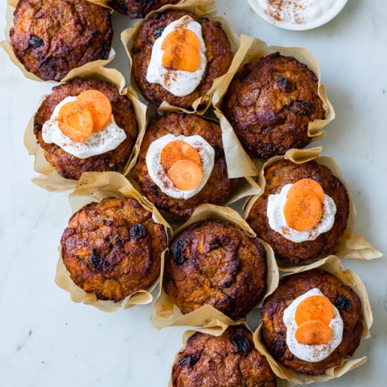 Paleo Carrot Cake Muffins - Recipe photo by Nourish Everyday